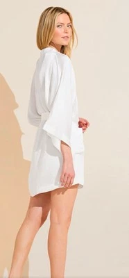 NUEVO Eberjey Inez Texturizado Lavable Seda Corbata Corbata Bata Perla XL Bolsillos Foto 1 de 4