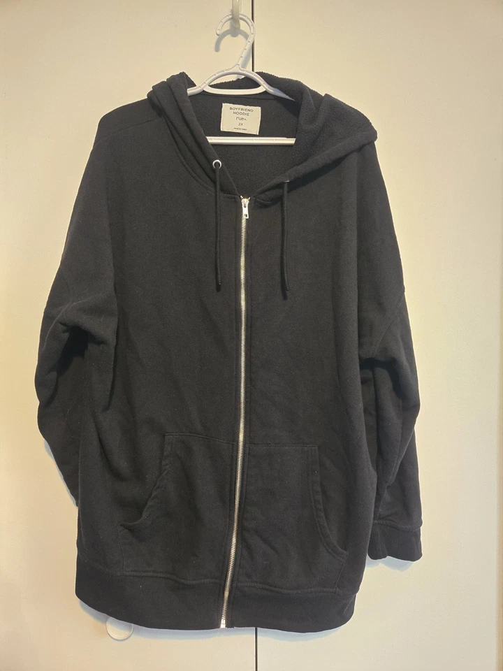 Rue21 Black Zip-Up Boyfriend Hoodie- Size 2X - Image 1 of 4