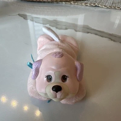 Vintage 1991 Hasbro Surprise Pink & White Dog Puppy Baby with Blue Ribbon - Image 1 of 4