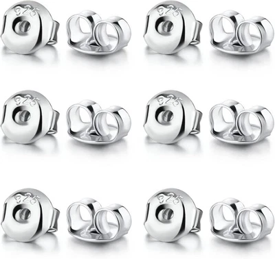 Reemplazos traseros de pendientes enchapados en oro blanco de 14K - Pendiente hipoalergénico Foto 1 de 4