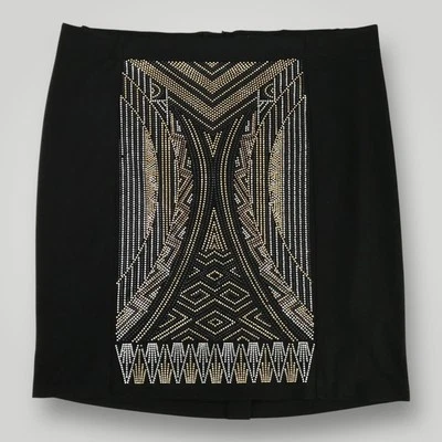 Falda de terciopelo medianoche para mujer 2X negra dorada plateada con cuentas mini Art Deco geométrica Foto 1 de 4