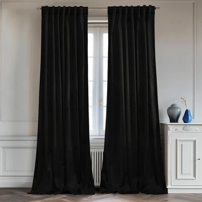 Back Tab Doorway Velvet Curtain Super Soft Black Blackout Privacy Theater Cur... - Image 1 of 4