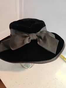 Sombrero vintage con lazo de ala de terciopelo negro - Imagen 1 de 11