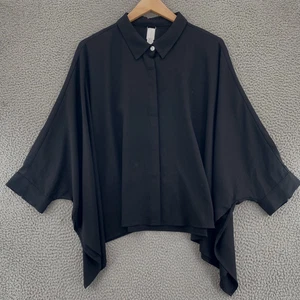 Wynne Layers Jacket Womens 1X Plus Black Shacket Slouchy Short Dolman Sleeves - Picture 1 of 11