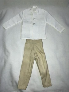 De Colección Años 60 Barbie Ken Clon Blanco Camisa Abotonada Caqui Pantalones Conjunto 2 Piezas - Imagen 1 de 4