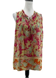 Rose & Olive Top Damen XLarge Rosa Blumen Ärmellos Rüschen Fairy Artsy Boho - Bild 1 von 9