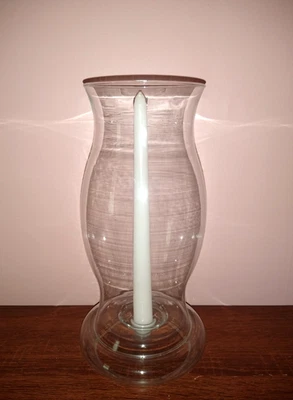 Clear Glass Hurricane Shade W/Base-For Taper Candle - Image 1 of 3