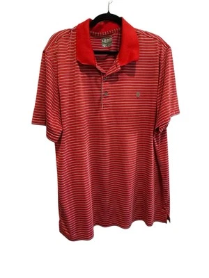 Camisa polo masculina manga curta Izod XXL vermelha branca e azul listra de malha patriótica - Imagem 1 de 4