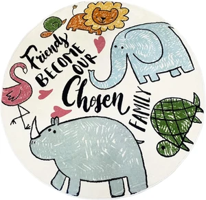 Homodoskey Kids Play Rug, Animal Round Area Rug Kids Nursery Door Mat Soft Pl... - Picture 1 of 13