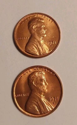1971 DS BU Red Lincoln Memorial Cent Lot Of 2 Nice Red Original Coins~ Free Post - Image 1 of 4