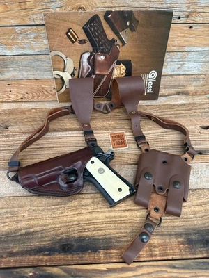 Funda de hombro de cuero marrón Lou Alessi vintage para Colt Commander izquierda Foto 1 de 4