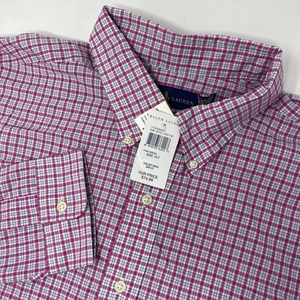 Ralph Lauren Men's 2XLT Pink Green Plaid Long Sleeve Button Down Shirt NEW - Picture 1 of 6