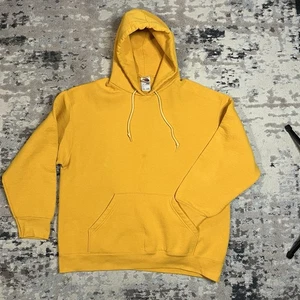 Sudadera con capucha amarilla en blanco vintage Y2K Fruit of the Loom para hombre talla XL - Imagen 1 de 10