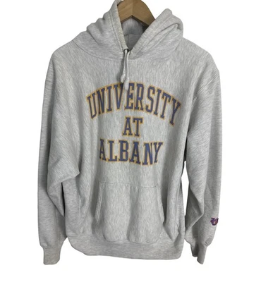 Vintage 90’s University At Albany Men’s MV Sport Pro Weave Hoodie Sweatshirt M/L - Image 1 of 4