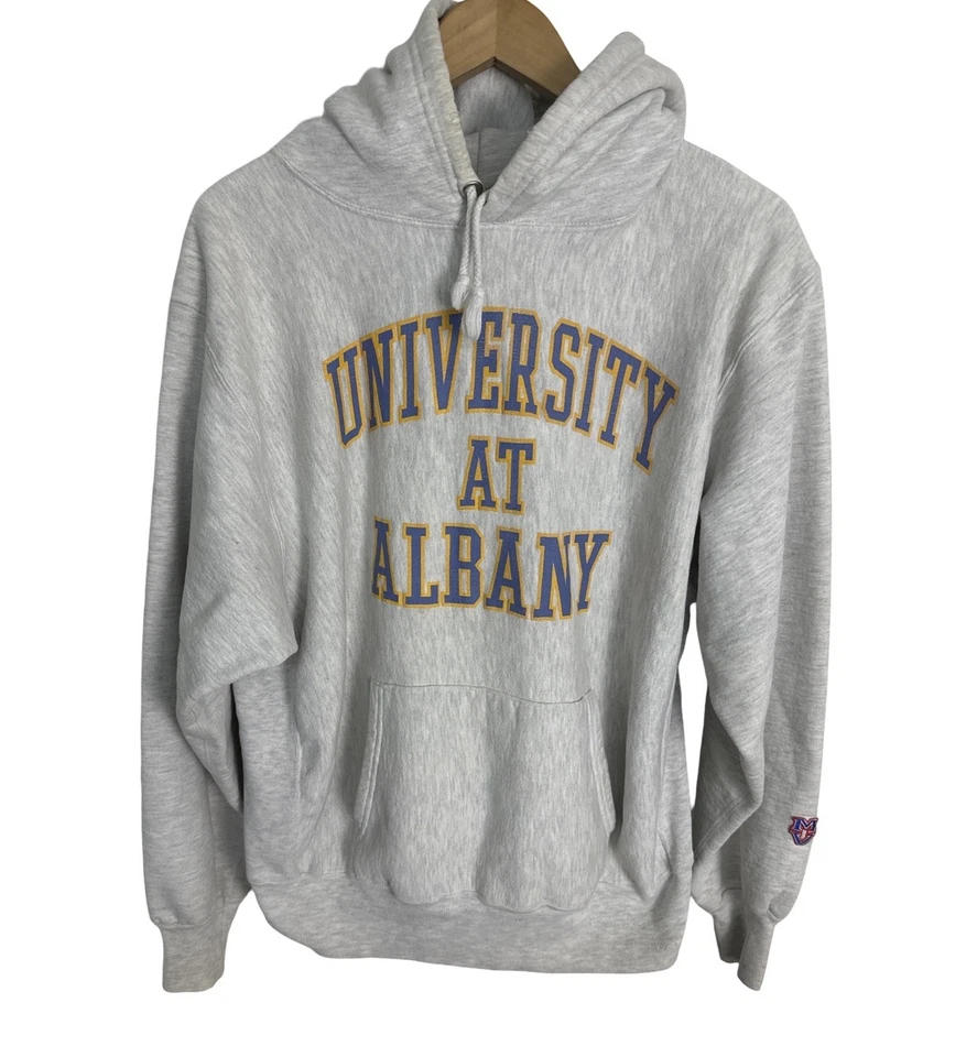 Sudadera con Capucha Vintage 90’s University At Albany Hombre’s MV Sport Pro Weave M/L Foto 1 de 4
