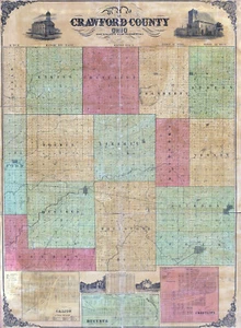 1850 Farm Line Karte von Crawford County Ohio Galion Bucyrus - Bild 1 von 3