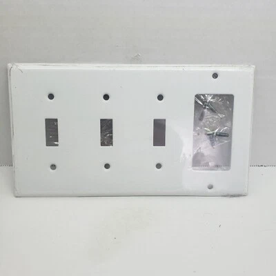 Mulberry 4 Gang 1 GFI/Bloque - 3 Palanca Placa Pared Cubierta Blanco ARRUGA #85454 Foto 1 de 2