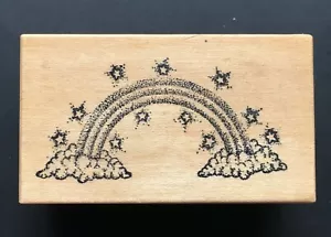 Timbro in gomma vintage Rainbow Bridge Cloud Shining Stars PSX D-231 montato su legno - Foto 1 di 3
