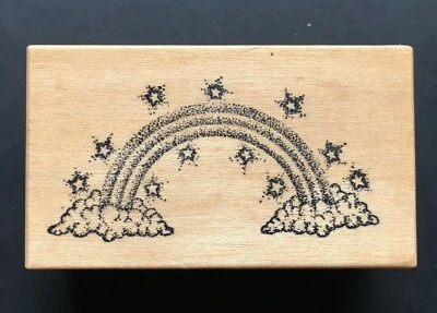 VINTAGE RAINBOW BRIDGE CLOUDS SHINING STARS PSX D-231 Wood Mounted Rubber Stamp - Image 1 of 3