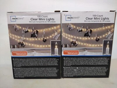 Lot Of 2 100ct Mainstays clear mini String lights Indoor/outdoor 200 Total Bulbs - Image 1 of 2