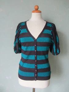 Pepe Jeans Bluse Pullover Jacke lila / Türkis Glitzer weite Ärmel Größe 36 S - Bild 1 von 3