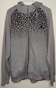 Y2K Air Jordan Elephant Print Sweatshirt Gray Jumpman Full Zip Hoodie Mens XL - Picture 1 of 3