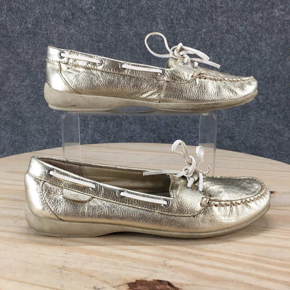 Sperry верхний сидр туфли женщин 8 M лодка золото кожи Moc носок шнурует вверх низкий верх - Изображение 1 из 4