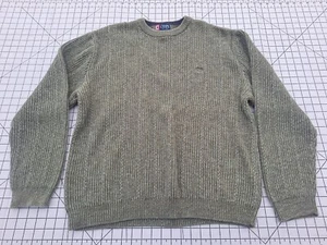 Vintage Chaps Ralph Lauren Sweater Men XXL Green Crewneck 90s Crest Cotton - Picture 1 of 7