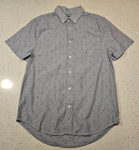 Five Four Mens Blue White Button Front Collar Short Sleeve Shirt Size M - Picture 1 of 8