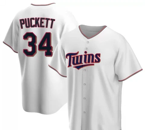 Minnesota Twins Kirby Puckett White Replica Youth Home Player Jersey Cover