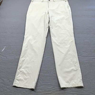 Calvin Klein 裤子男式 36X32 石白色性能高尔夫休闲直筒二手状况完好 — 第 1/4 张图片