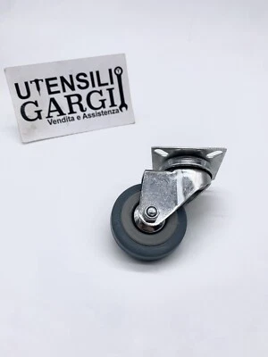 RUOTA GIREVOLE IN GOMMA 50X18 CON SUPPORTO GIREVOLE PER CARRELLI PORTATA 40KG - Immagine 1 di 3