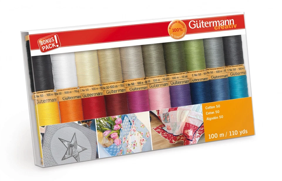 A&E Gutermann Cotton 50 Thread Set 20 Spools Basics Colors - Image 1 of 1