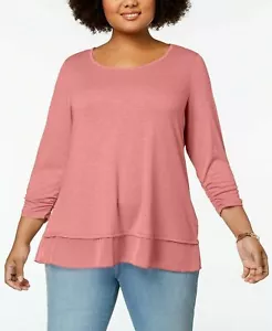 Blusa para mujer Style & Co. rosa francés tulipán con dobladillo de gasa talla L - Imagen 1 de 1
