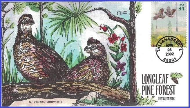 USA1 #3611a U/A COLLINS HAND PAINTED FDC   Pine Forest Northern Bobwhile - Image 1 of 1