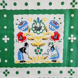 Arte popular toalla de té de lino cocina jardín cortina pareja floral vintage - Imagen 1 de 7