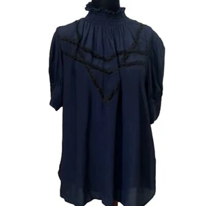 ZADIG & VOLTAIRE TUPELO LACE TRIM BLOUSE SIZE M - Picture 1 of 11