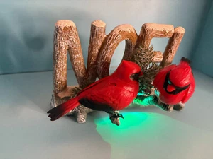 Christmas Holiday Time NOEL Animated Two Singing Cardinals Tweeting - Picture 1 of 5