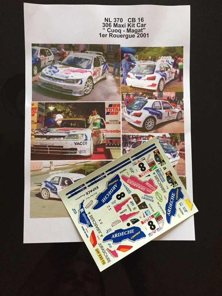 DECALS 1/24 PEUGEOT 306 CUOQ RALLYE DU ROUERGUE 2001 RALLY MAXI KIT CAR - Изображение 1 из 1