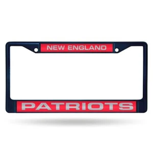 New England Patriots Navy Painted Metal Laser Cut License Plate Frame - Picture 1 of 5