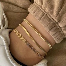 Tassel Chain Foot Beach Party Women Retro Boho Anklets Bracelet Bangle Crystal