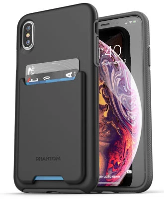 Funda tipo billetera para iPhone XS Max | Protectora | Portatarjetas de crédito y identificación | Negra Foto 1 de 4