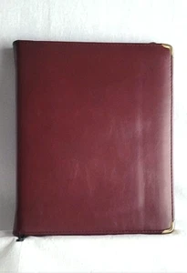 SAMSILL USA Brass Edge Zip Around Burgundy 1525 3-ring folio folder Made In USA - Picture 1 of 5
