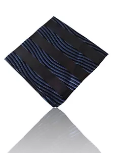 Nwot 100% Silk 9.5" X 9.5" Pocket Square, Blue/Black Striped. - Picture 1 of 5