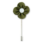 Men Handmade Flower Boutonniere Lapel Tie Pin Brooch (Green)