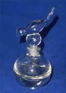 I.W. Rice Round Bird on top stopper Clear Perfume Bottle - Picture 1 of 6
