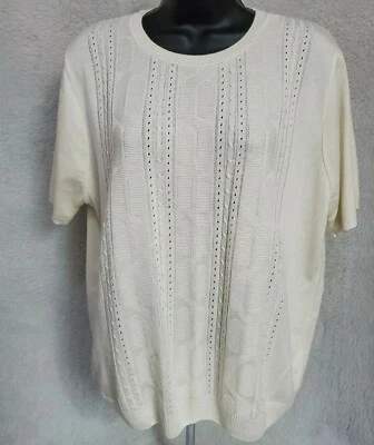 Camisa Suéter Blusa Alfred Dunner Mujer Talla M Mediana Marfil Rayas Foto 1 de 4