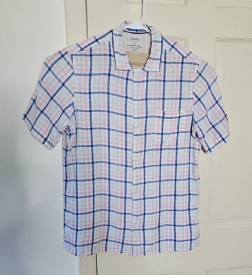 Chaps Mens shirt Linen Blend Button Up Plaid Coastland Wash 55%Linen Casual wear - Image 1 of 4