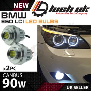 90W BMW E60 LCI 2007+ FAROS HALÓGENOS OJO DE ÁNGEL HALO ANILLOS MARCADOR LED UK A29 - Imagen 1 de 7