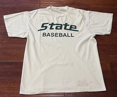 Бейсбольная футболка Michigan State Spartans белая зеленая мужская с большим логотипом Reebok - Изображение 1 из 4